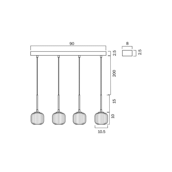 Telbix BOBO - 4 Light 12W LED Bar Pendant 3000K-Telbix-Ozlighting.com.au