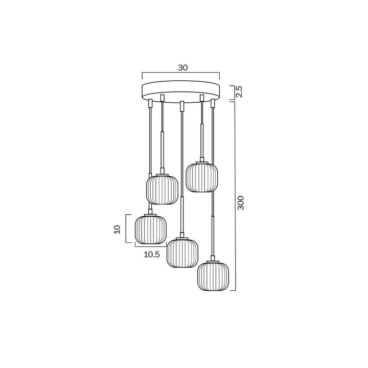 Telbix BOBO - 5 Light Pendant-Telbix-Ozlighting.com.au