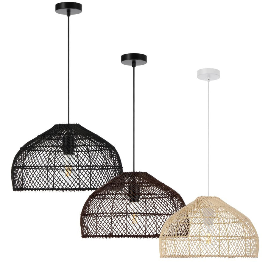 Telbix FRYA 40 - 1 Light Hand-Woven Rattan Pendant-Telbix-Ozlighting.com.au