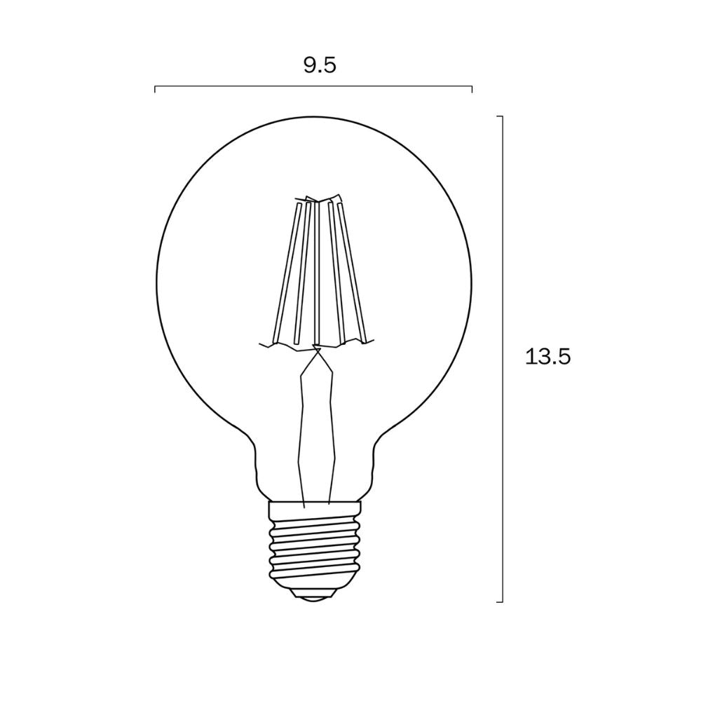 Telbix GLOBE-G95 - 8W LED Dimmable G95 Spherical Shape Filament Clear Glass Globe - E27-Telbix-Ozlighting.com.au