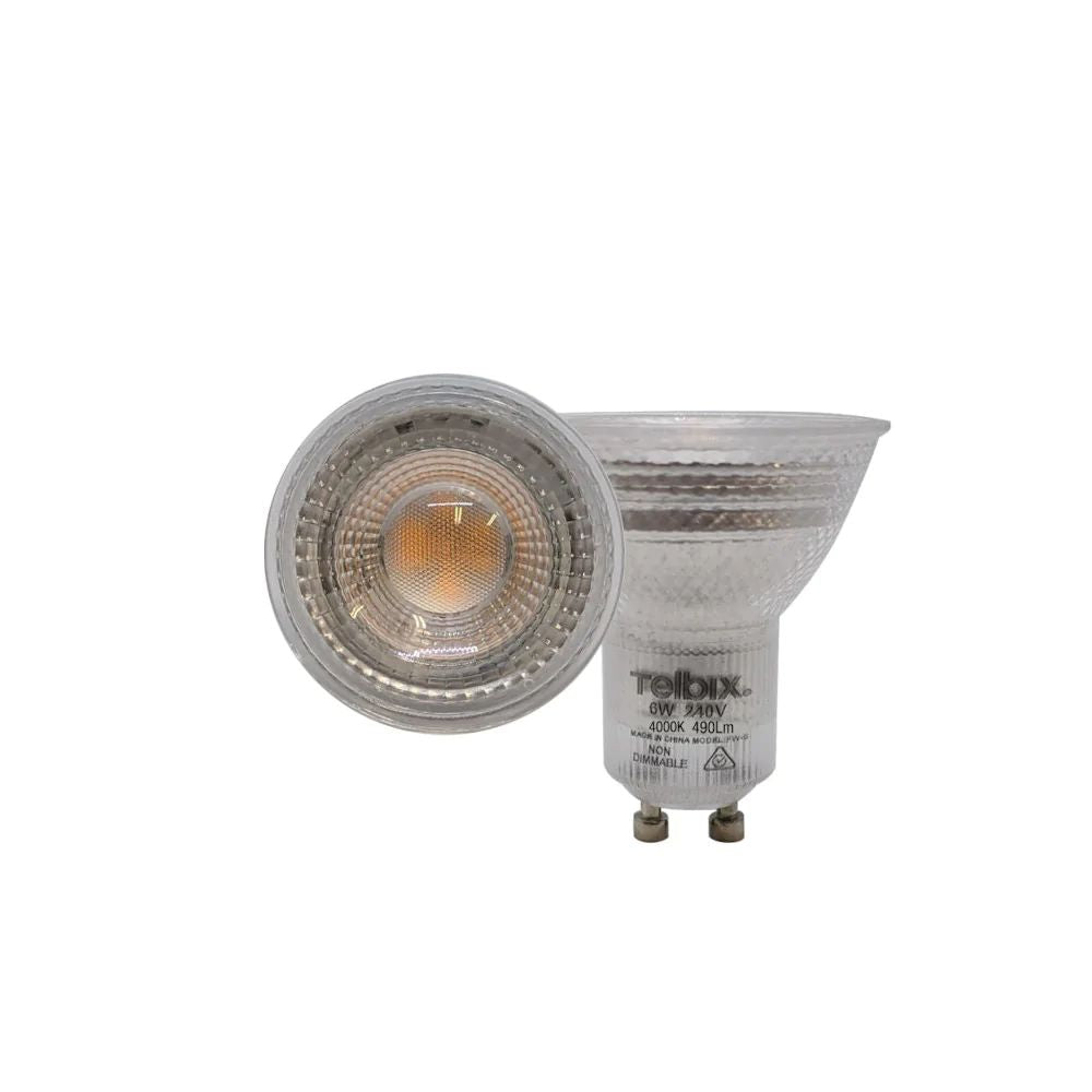 Telbix GLOBE-GU10 - 6W LED 38° GU10 Shape Clear PC Globe-Telbix-Ozlighting.com.au