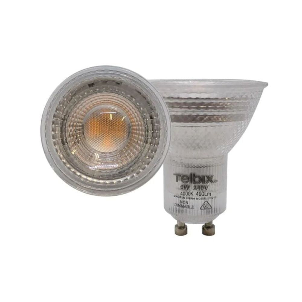 Telbix GLOBE-GU10 - 6W LED 38° GU10 Shape Clear PC Globe-Telbix-Ozlighting.com.au