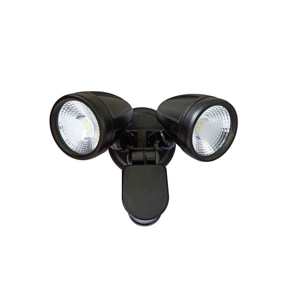 Telbix ILLUME - 20W LED Twin Head Exterior Spotlight With Sensor IP44 - 5000K-Telbix-Ozlighting.com.au