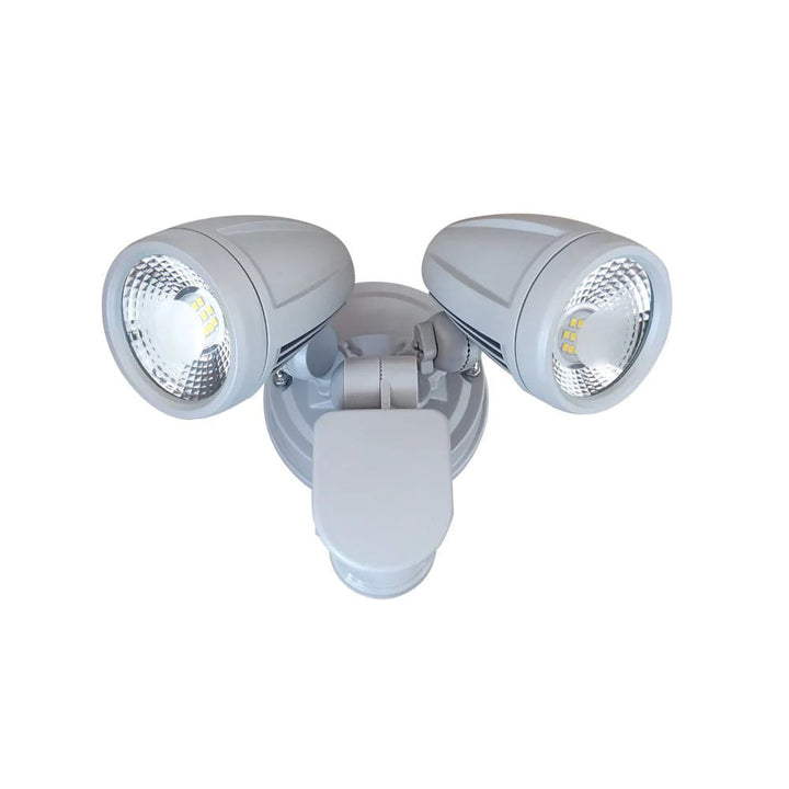 Telbix ILLUME - 20W LED Twin Head Exterior Spotlight With Sensor IP44 - 5000K-Telbix-Ozlighting.com.au