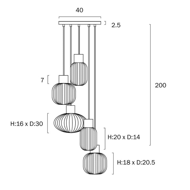 Telbix NORI - 5 Light Pendant-Telbix-Ozlighting.com.au