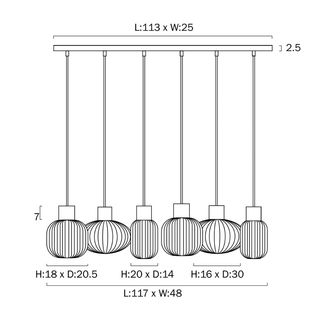 Telbix NORI - 6 Light Pendant-Telbix-Ozlighting.com.au