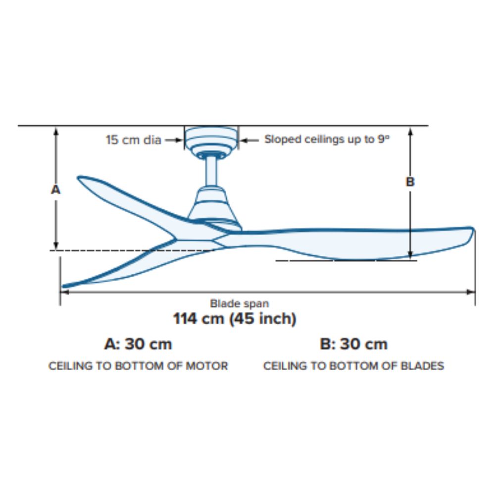 ThreeSixty Fans SIMPLICITY - 3 Blade 1140mm 45" DC Ceiling Fan with 18W Dimmable LED Light & Remote Control-ThreeSixty Fans-Ozlighting.com.au