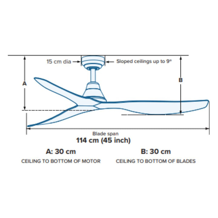 ThreeSixty Fans SIMPLICITY - 3 Blade 1140mm 45" DC Ceiling Fan with 18W Dimmable LED Light & Remote Control-ThreeSixty Fans-Ozlighting.com.au