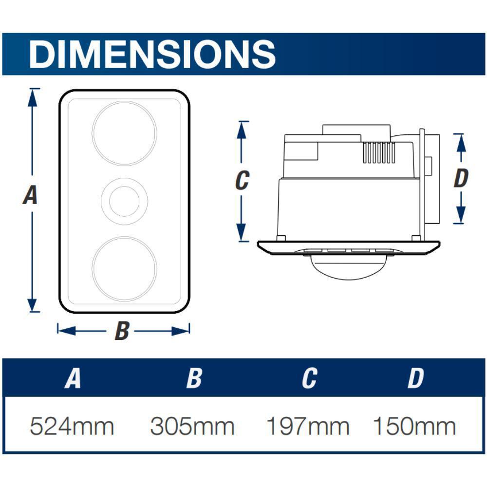 Ventair BROOK-2 - 3-In-1 Bathroom Unit Heat Light & Exhaust-Ventair-Ozlighting.com.au