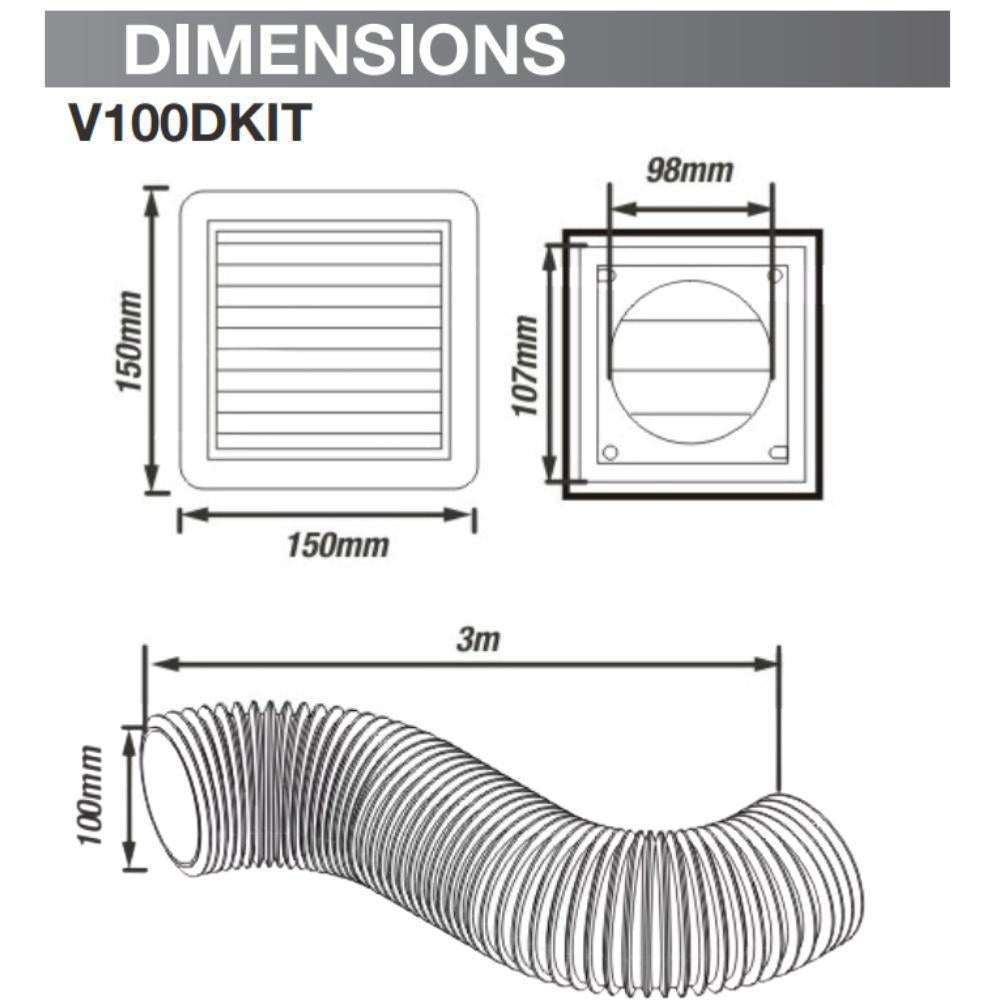 Ventair DUCT-KIT - 100/150mm Aluminium Duct Kit-Ventair-Ozlighting.com.au