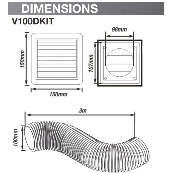 Ventair DUCT-KIT - 100/150mm Aluminium Duct Kit-Ventair-Ozlighting.com.au