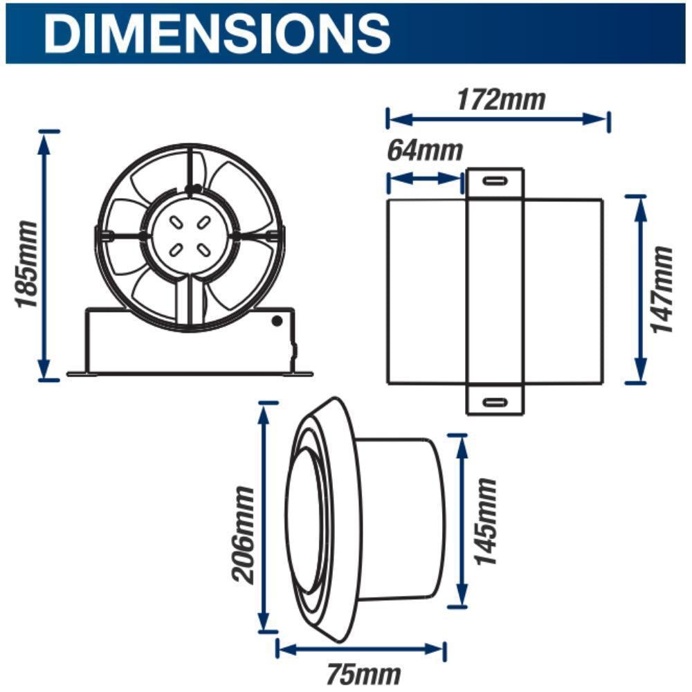 Ventair EXHAUST-AIR-TRANSFER-KIT - 150mm Air Transfer Exhaust Fan Kit-Ventair-Ozlighting.com.au