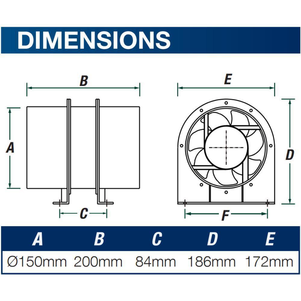 Ventair INLINE-150 - Axial Inline 150mm Exhaust Fan-Ventair-Ozlighting.com.au