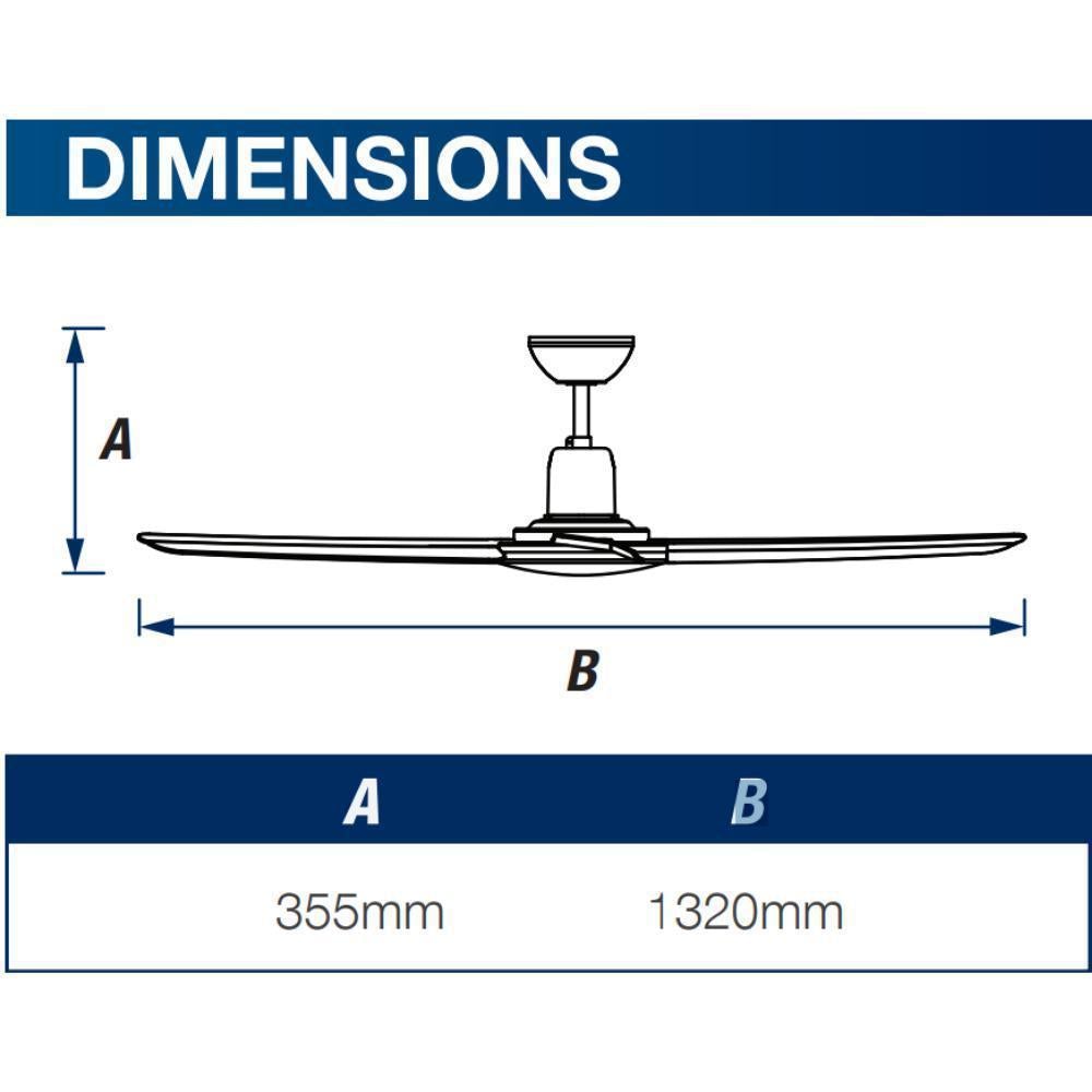 Ventair MALIBU - 4 Blade 1320mm 52" AC Ceiling Fan IP55 - Titanium-Ventair-Ozlighting.com.au