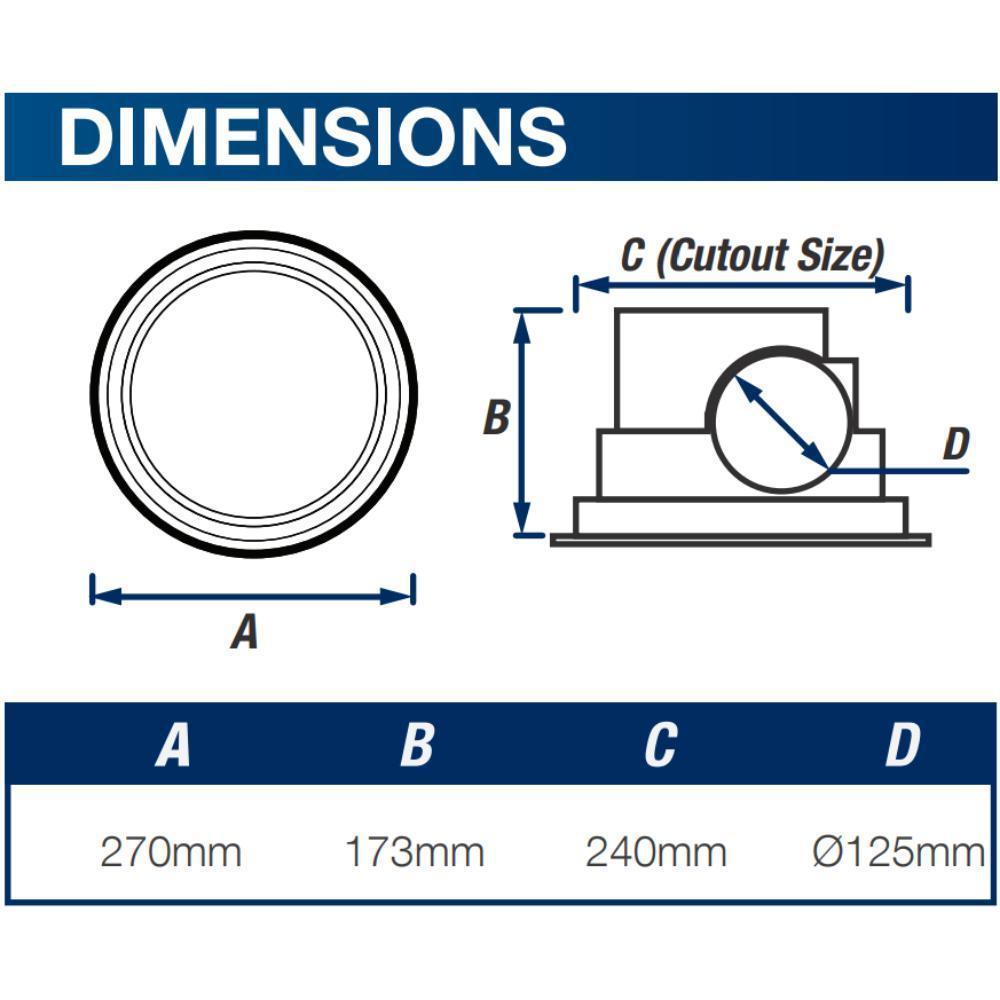 Ventair OLSON-200/250 - 200/250mm Universal Side Ducted Ceiling Exhaust Fan-Ventair-Ozlighting.com.au