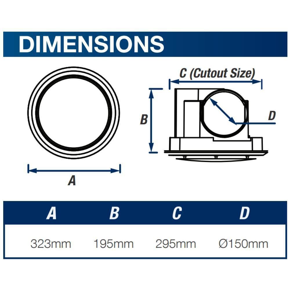 Ventair OLSON-200/250 - 200/250mm Universal Side Ducted Ceiling Exhaust Fan-Ventair-Ozlighting.com.au