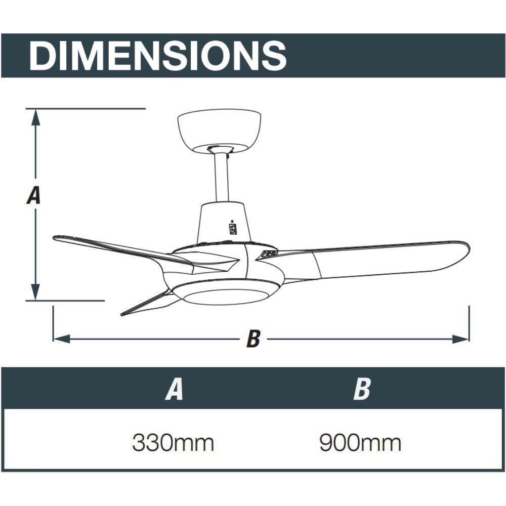 Ventair SPYDA-36 - 3 Blade 900mm 36" Fully Moulded PC AC Ceiling Fan-Ventair-Ozlighting.com.au