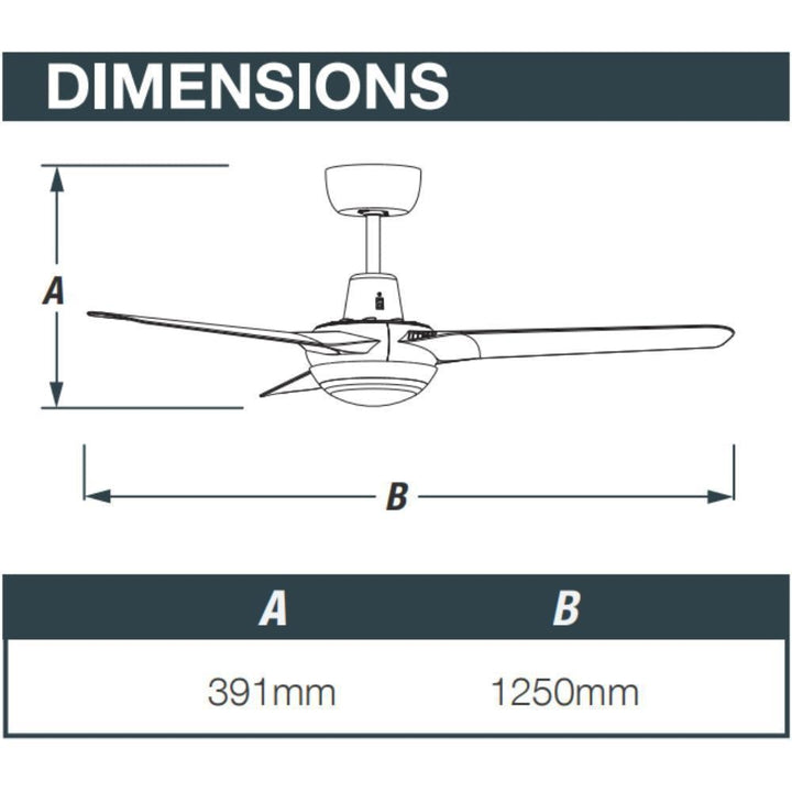 Ventair SPYDA-56-LIGHT - 3 Blade 1400mm 56" Fully Moulded PC AC Ceiling Fan With 20W LED Light-Ventair-Ozlighting.com.au