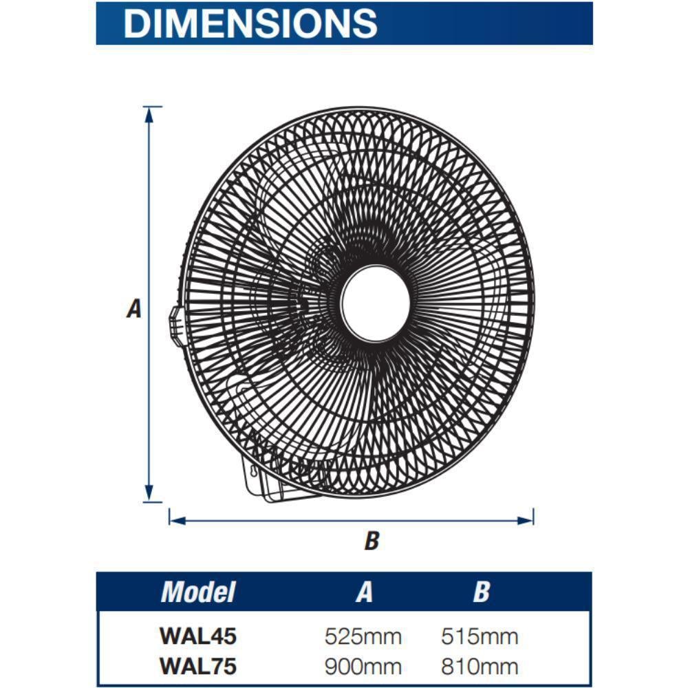 Ventair WALL-45 - 45cm Aluminium Heavy Duty Wall Fan-Ventair-Ozlighting.com.au