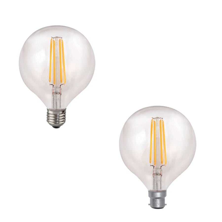 Vibe GLOBE-G125-ECO - 7W LED Dimmable G125 Spherical Shape Filament Clear Glass Globe 2100K - B22/E27-Vibe Lighting-Ozlighting.com.au