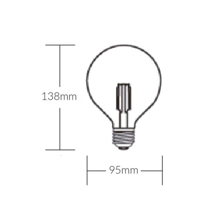 Vibe GLOBE-G95 - 7W LED Dimmable G95 Spherical Shape Filament Clear Glass Globe 2100K - B22/E27-Vibe Lighting-Ozlighting.com.au