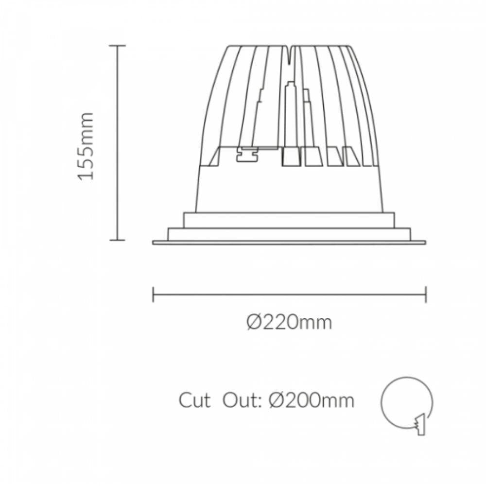 Vibe VBLDL-200 - 52W LED Deep Face Commercial Downlight IP54 - 3000K/4000K-Vibe Lighting-Ozlighting.com.au