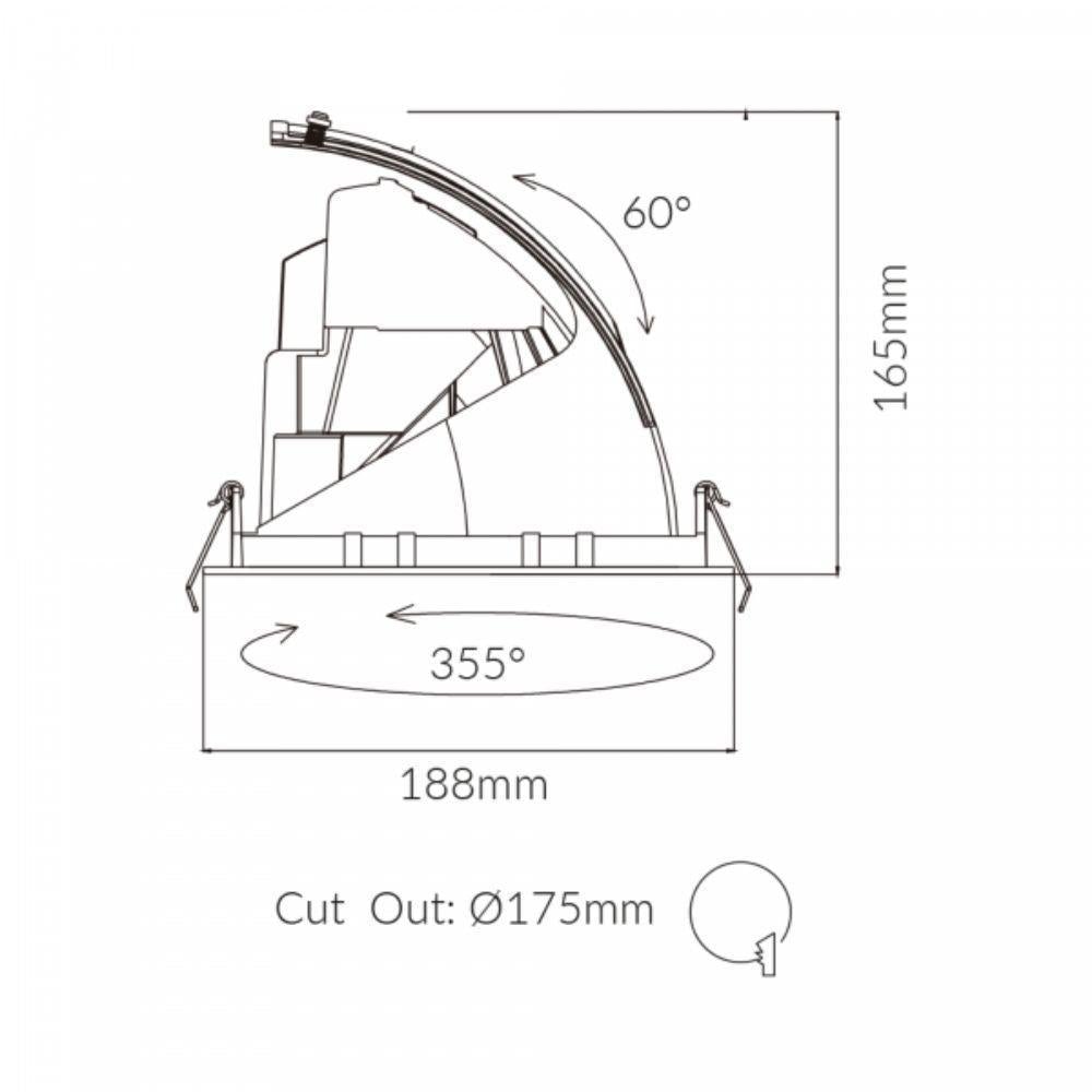 Vibe VBLDL-344 - 34W LED Scoop Shoplight Adjustable Downlight IP20 White - 4000K-Vibe Lighting-Ozlighting.com.au