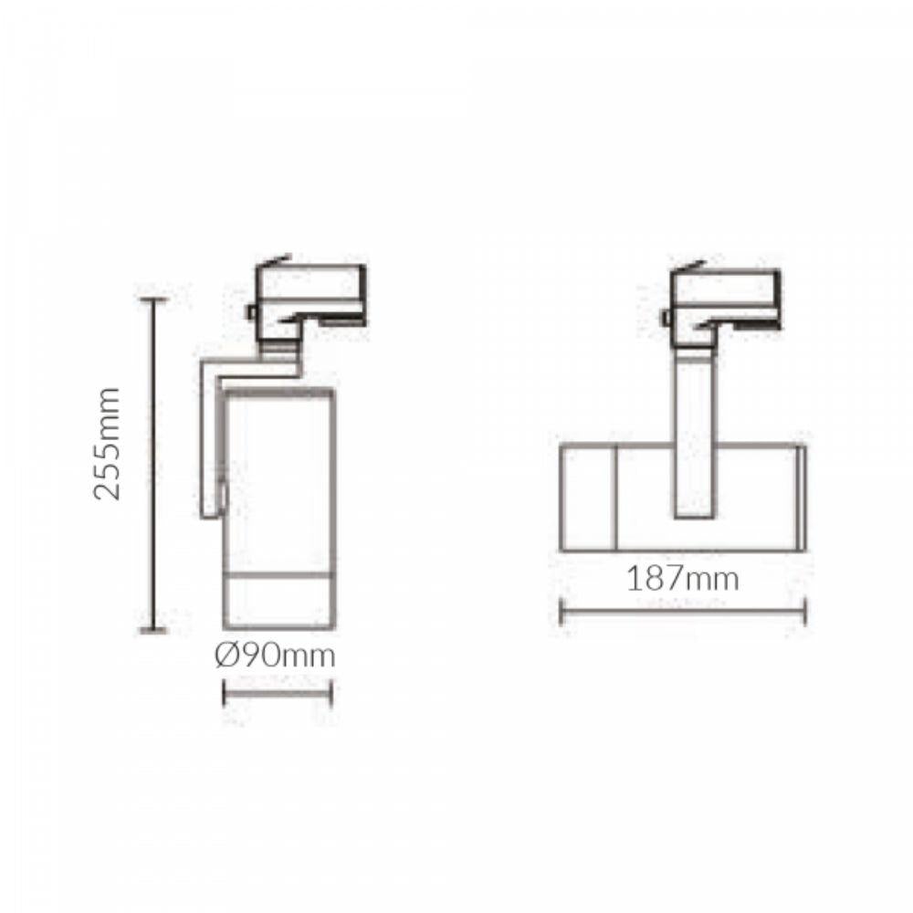 Vibe VBLTL-125 - 20W LED Single Circuit Track Mounted Head Spot Light - 3000K-Vibe Lighting-Ozlighting.com.au